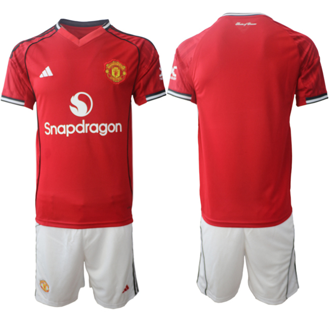 Men's Manchester United Blank 2025/26 Red Home Soccer Jersey Suit